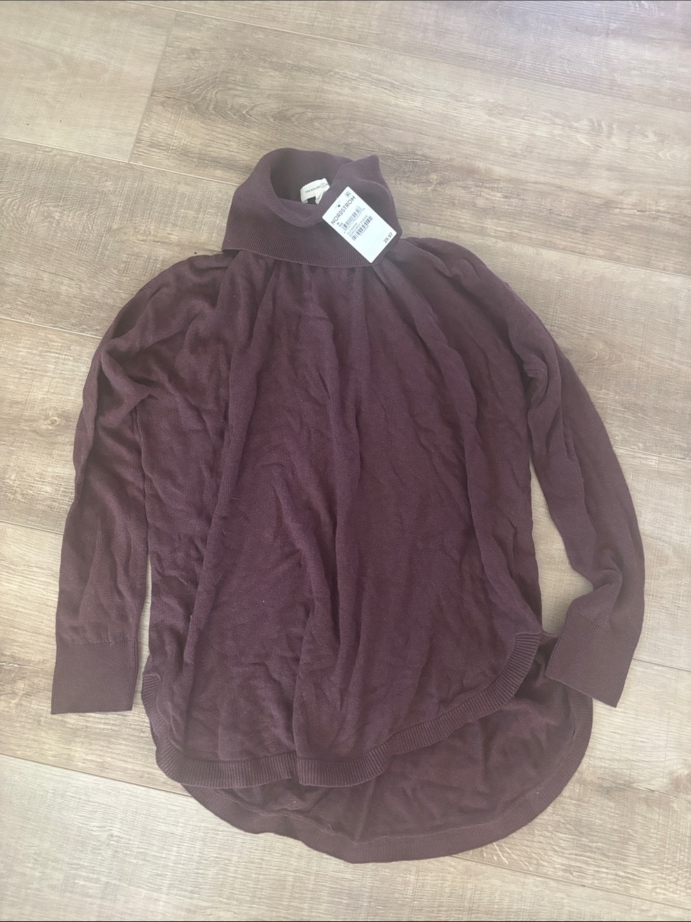 Women's Burgundy Turtleneck Sweater with Relaxed Fit